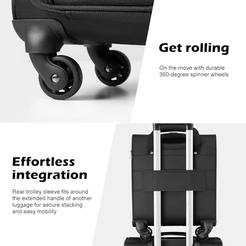 Coolife Underseat Carry On Luggage Softside Spinner Suitcase S899097