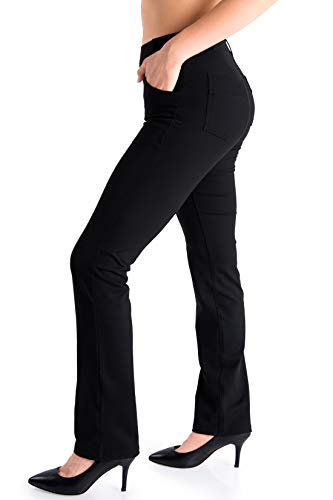 Yogipace Women's Straight Leg Yoga Dress Pants with Belt Loops H62689