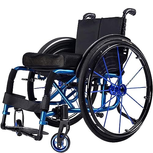 Self Propelled Manual Wheelchair Super Lightweight Folding Aluminium Frame Wheelchair w/Armrest Swing Leg Rest Comfortable Ergonomic Sport Wheelchair Load 100 Kg (Color : A, Size : Seat Width 38cm)