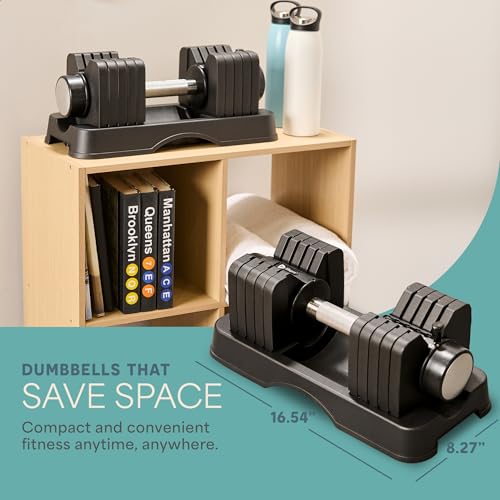 Lifepro Adjustable Dumbbells Set with Rack, 5-in-1, 15-55lb, Home Gym K99628