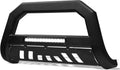 Matte Black AVT Style Aluminum LED Light Bull Bar Brush Push Front Bumper Grill Grille Guard With Skid Plate Compatible With 10-23 Toyota 4Runner