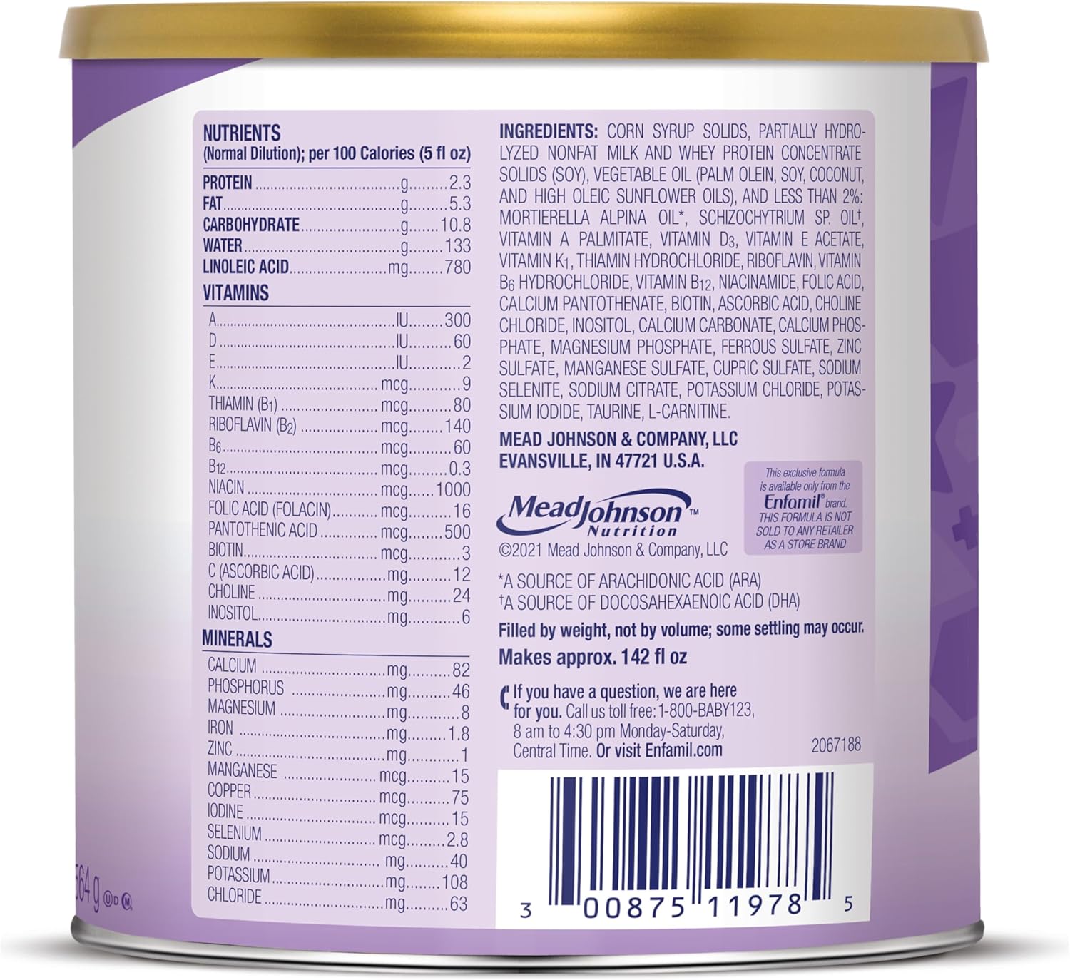 Enfamil Gentlease Baby Formula Powder, Reduces Fussiness and Gas, 19.9 Oz W21837