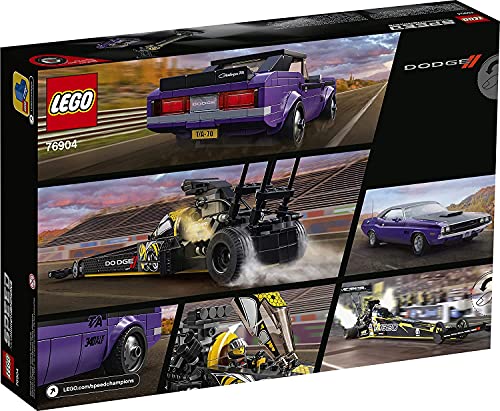 LEGO Speed Champions Mopar Dodge//SRT Top Fuel Dragster and 1970 Dodge Challenger T/A 76904 Building Toy Q287