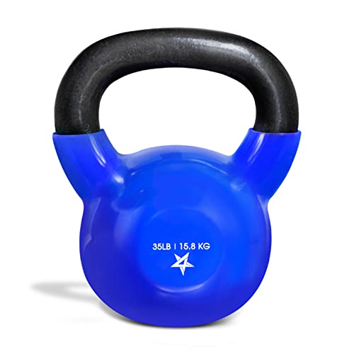 Yes4All 5-100 LB Vinyl Coated Cast Iron Kettlebells M964803