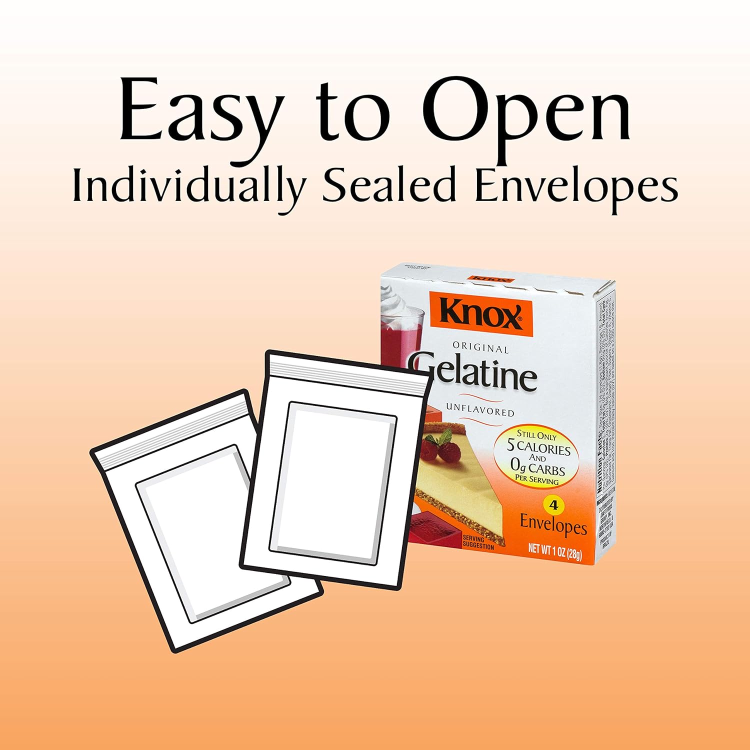 Knox Unflavored Gelatin, 4 Envelopes S74875