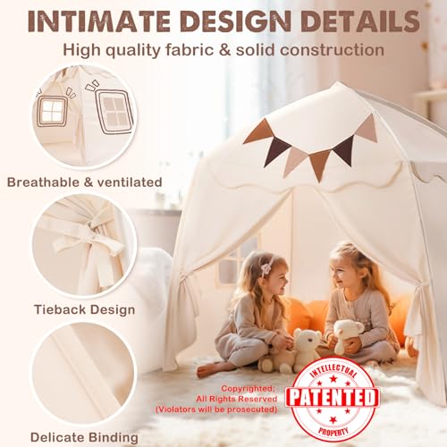Extra Large Kids Play Tent with Star Lights, Portable & Foldable Teepee B40178