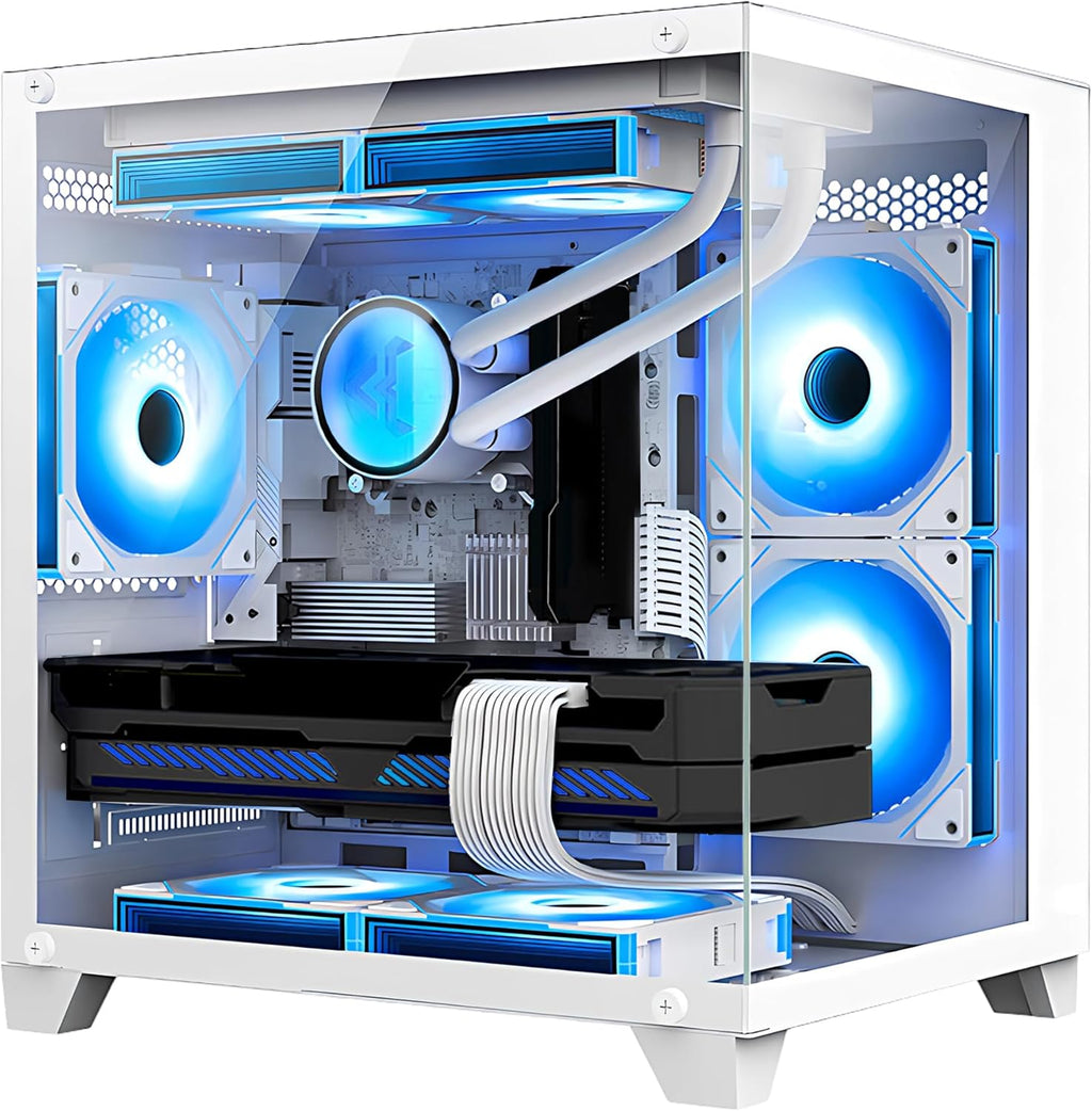 Panorama Gaming PC Desktop - AMD Ryzen 5 5600G 3.9GHz, RX 6650 XT 8GB, 32GB DDR4 RAM 3200, 1TB M.2 PCIE SSD, 240mm AIO, Windows 11 Pro 64-bit Desktop Computer, White