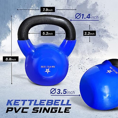 Yes4All 5-100 LB Vinyl Coated Cast Iron Kettlebells M964803