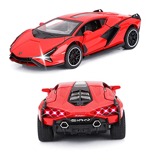 SASBSC Lambo Sian FKP3 Metal Model Car with Light and Sound Pull Back Toy, Blue W36121