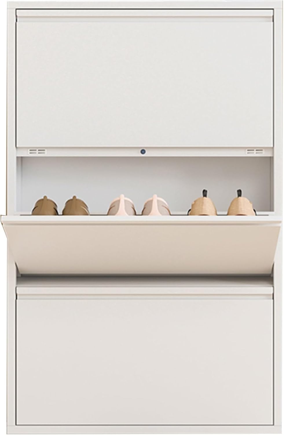 Shoe Storage Cabinet for Entryway Slim,Narrow Shoe Cabinet,Hidden Shoe Storage with Doors,White Closed Shoe Rack,Shoe Organizer,Tipping Bucket Shoe Storage Cabinet,for Small Spaces Hal