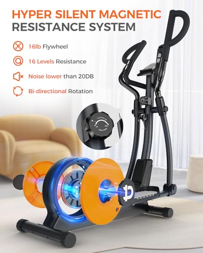 pooboo Elliptical Machine with 16-Level Resistance and LCD Monitor N448672