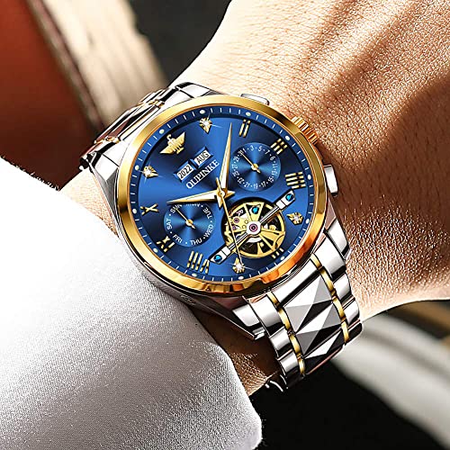 OUPINKE Mens Automatic Skeleton Tourbillon Sapphire Crystal Watch B46726