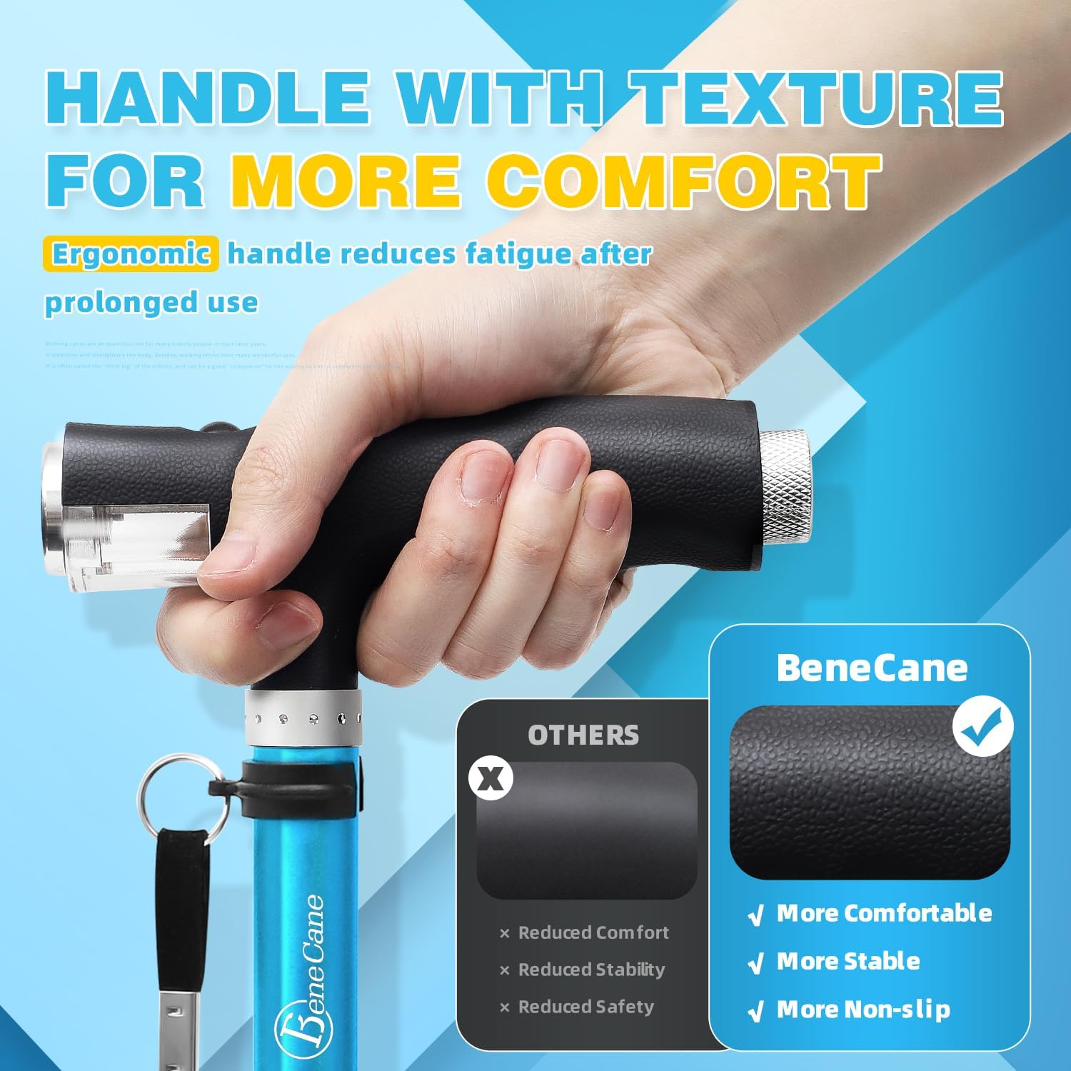 BeneCane Folding Walking Cane with LED Lights for Men and Women K56637