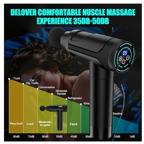 Massage Gun Deep Tissue Percussion with 6 Replacement Heads (Black) A7103
