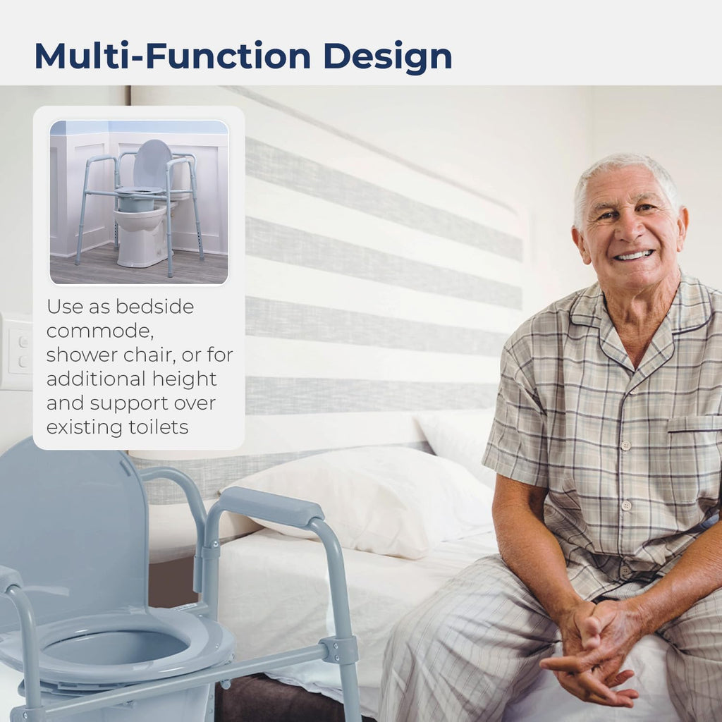 Drive Medical Bariatric Commode Chair with Arms, Gray L7901
