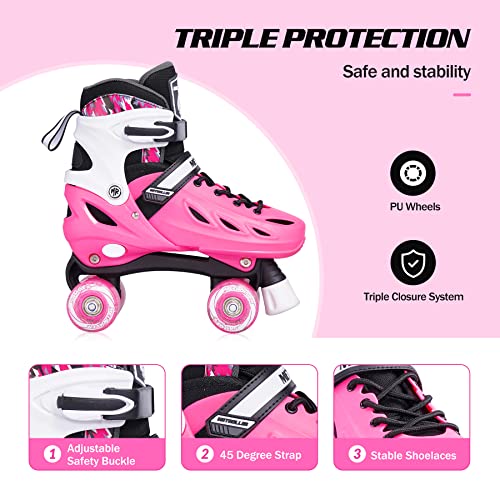 METROLLER Roller Skates for Kids, Adjustable 4 Sizes with Light Up Wheels C6565