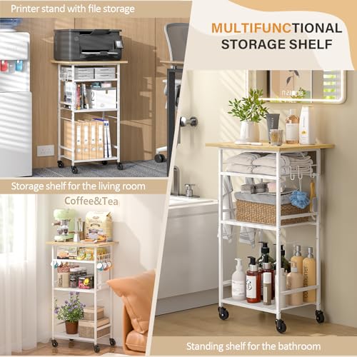 Rolling Kitchen Microwave Cart with Adjustable Shelf, 3 Tier Storage Rack on Wheels K20617