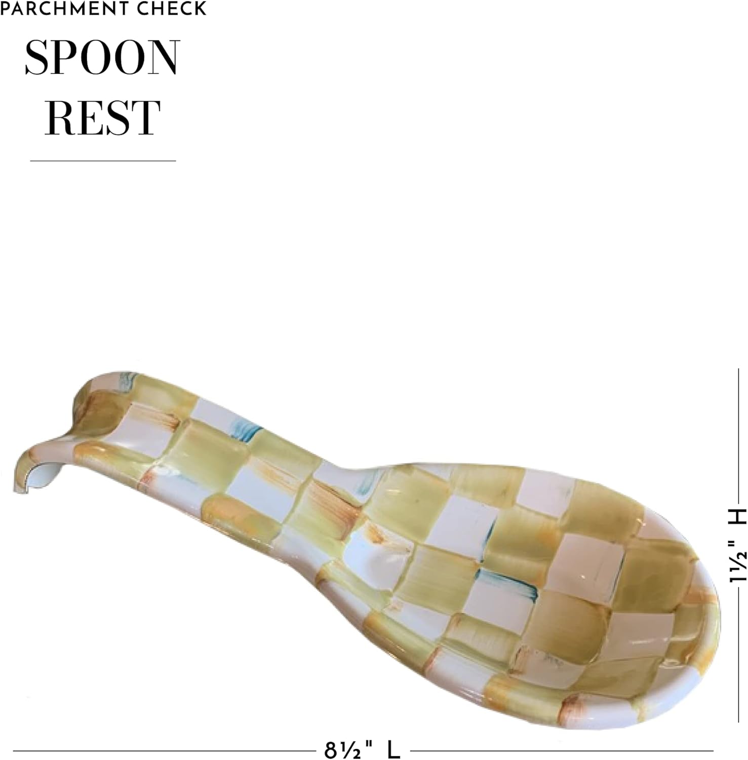 MacKenzie-Childs Parchment Check Enamel Spoon Rest, Cream and White B922190
