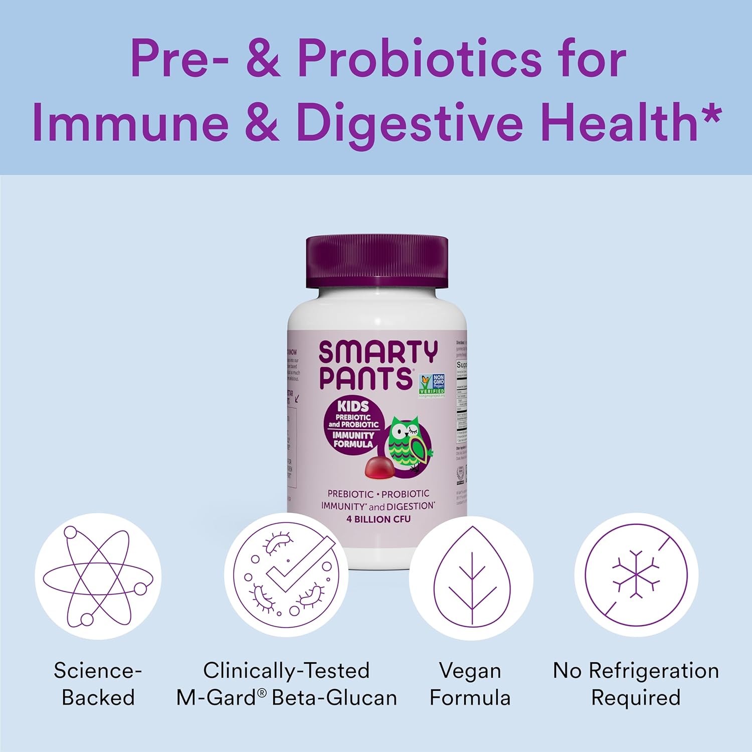 SmartyPants Kids Probiotic Immunity Gummies, Grape Flavor, 60 Count I41174