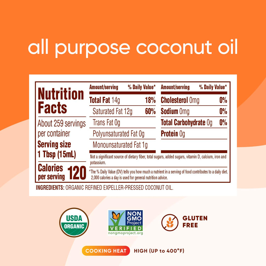 Nutiva Organic Steam Refined Coconut Oil, 128 Fl Oz D61200