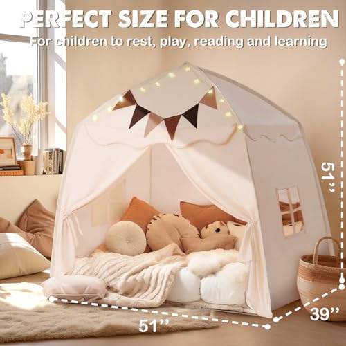Extra Large Kids Play Tent with Star Lights, Portable & Foldable Teepee B40178