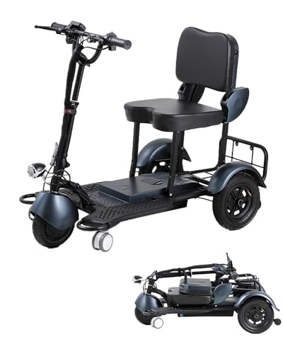 Folding Mobility Scooter Lightweight Mobility Scooters for Seniors,Small Electric Portable Mobility Scooters Handicap Scooters for Adults,20 Miles Long 3 Wheel Mobility Scooter (Black)