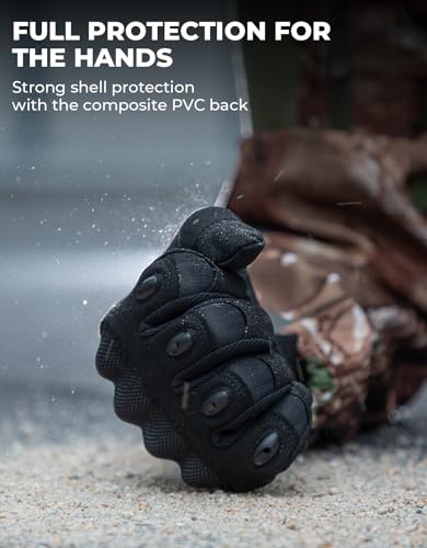 KEMIMOTO Tactical Gloves for Men, Touchscreen Motorcycle Gloves with Hard Shell & Palm Padding E190