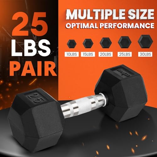 Yes4All Chrome Grip Encased Hex Dumbbells 10-30 LBS Pair Z83496