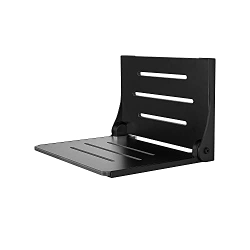 Seachrome Silhouette Folding Wall Mount Shower Bench Seat, Black Seat White Frame U5114