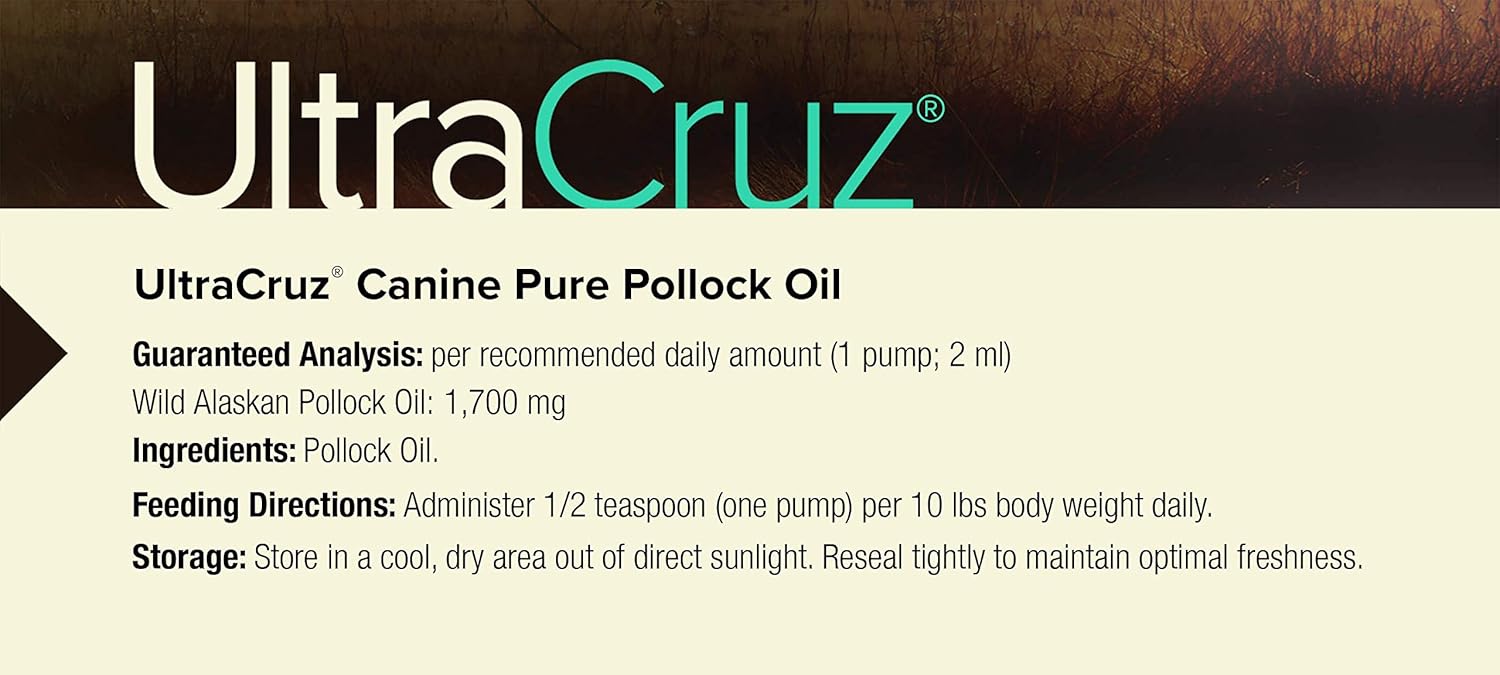 UltraCruz Canine Pure Pollock Oil Supplement for Dogs, 16 oz I83403