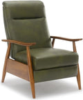 Solaris Fern Green Faux Leather Wood Arm Push Back Recliner