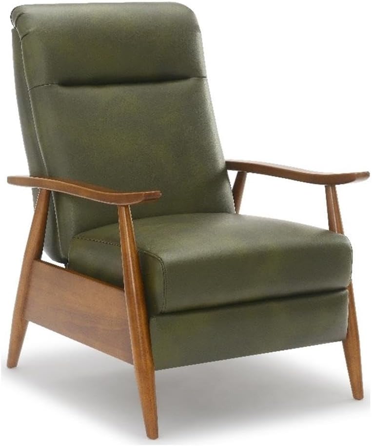 Solaris Fern Green Faux Leather Wood Arm Push Back Recliner