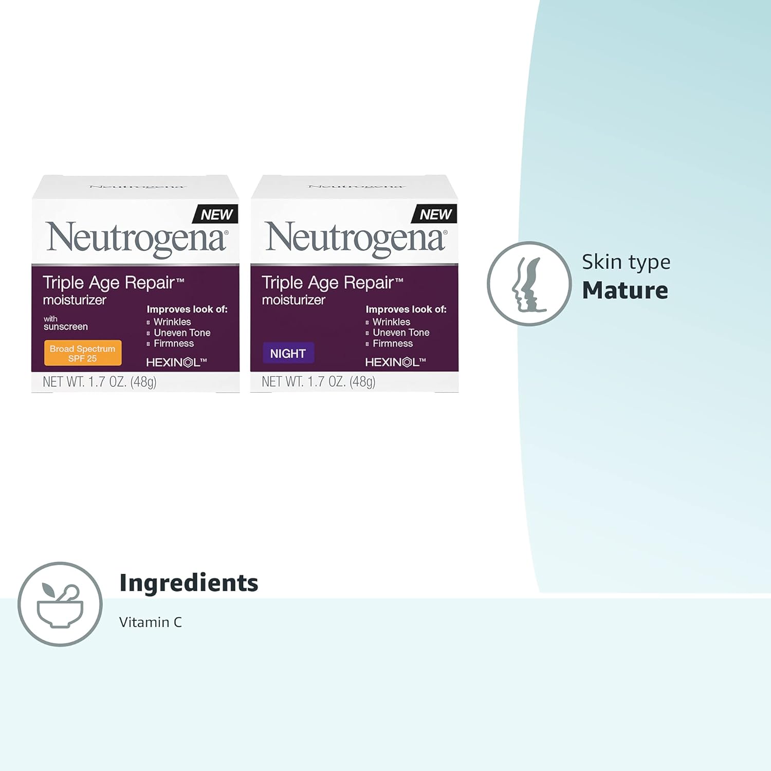 Neutrogena Triple Age Repair Anti-Aging Night Face & Neck Cream with SPF 25 Sunscreen, 1.7 oz Y212