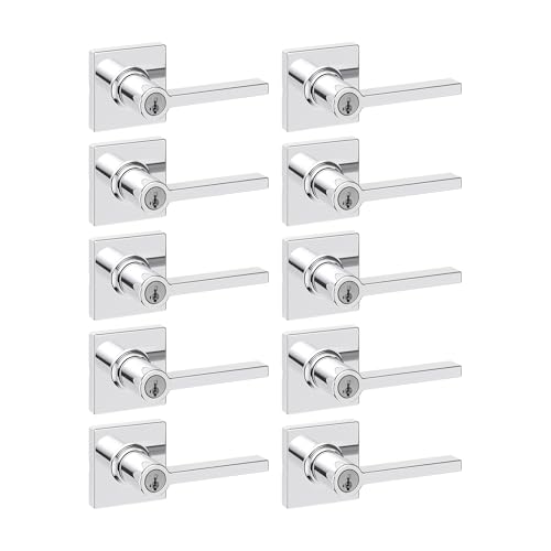 Kwikset Casey Interior Privacy Door Handle with Lock 10 Pack, Matte Black G103018