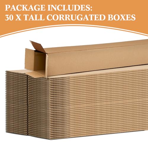 Qilery 30 Pcs Corrugated Moving Boxes for Golf Club Shipping (4x4x40 Inches) M2269