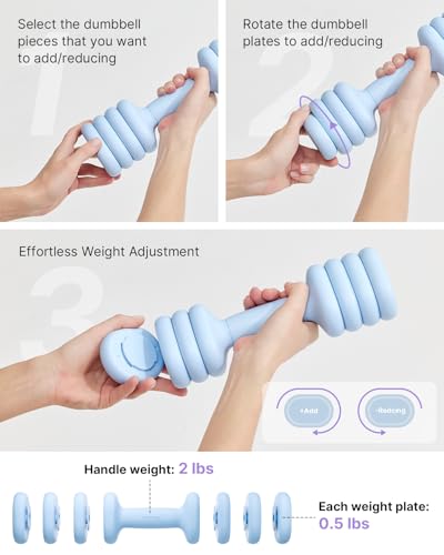 YOTTOY Adjustable Dumbbell Set of 2, 4-in-1 Hand Weights for Women D599