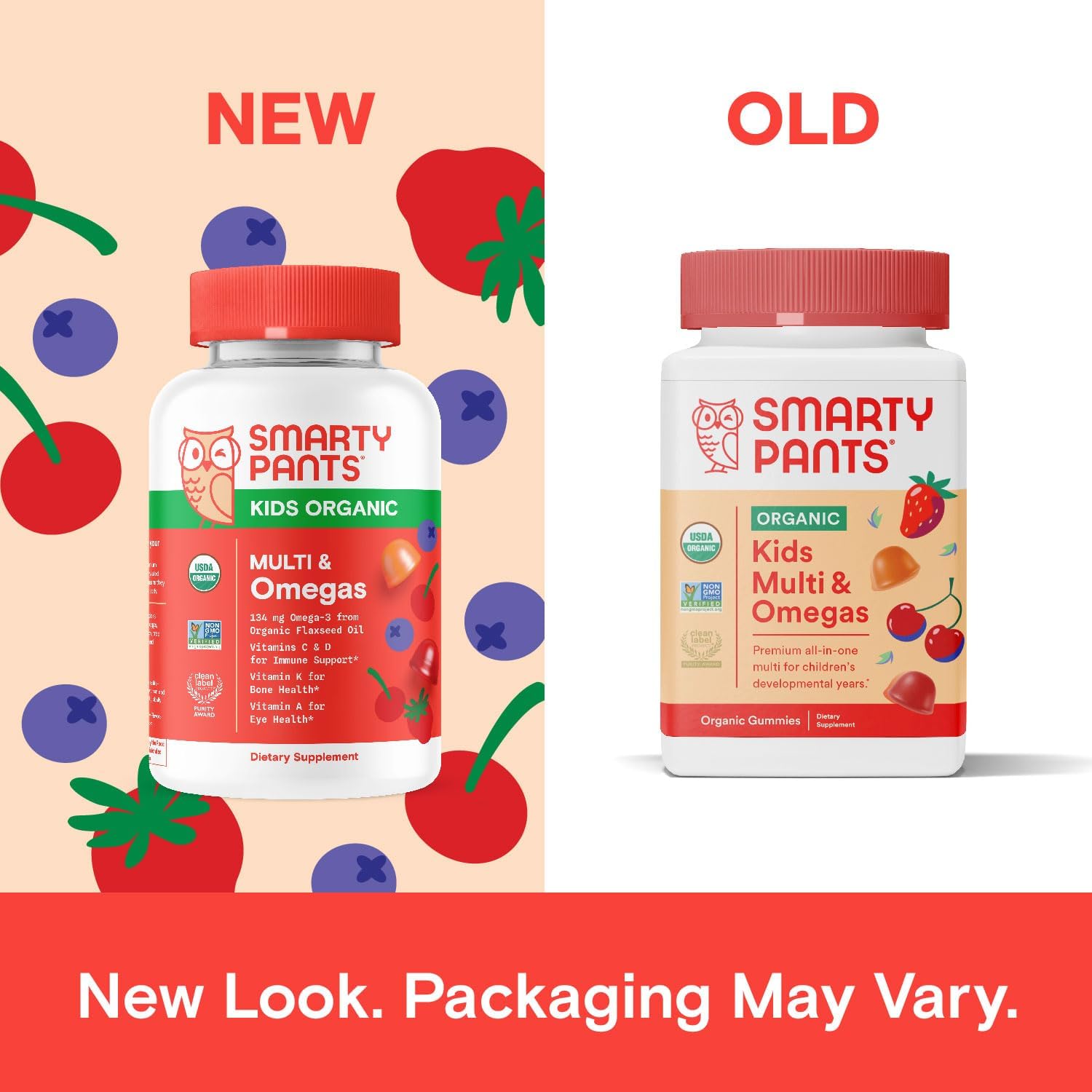 SmartyPants Organic Kids Multivitamin Gummies, Omega 3 & Vitamin D3, 120 Count Y785