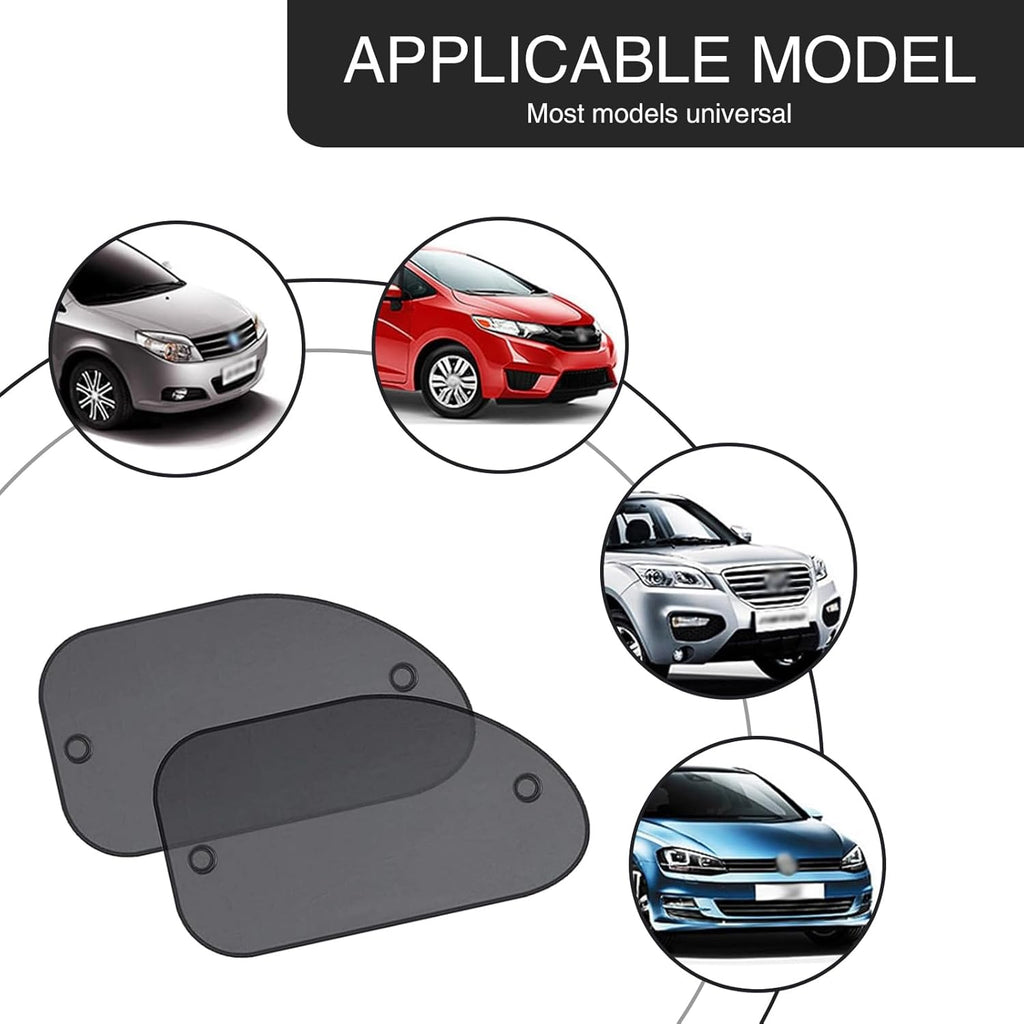 Car Side Window Sun Shade 2 Pack, Breathable Mesh, Black L2279