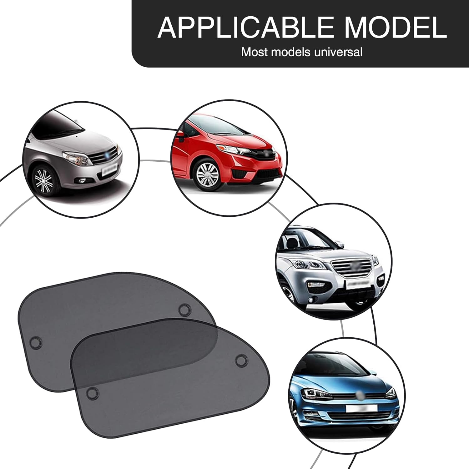 Car Side Window Sun Shade 2 Pack, Breathable Mesh, Black L2279