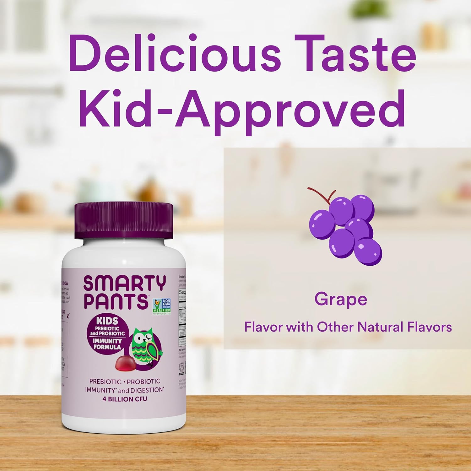 SmartyPants Kids Probiotic Immunity Gummies, Grape Flavor, 60 Count I41174