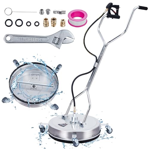 Towallmark 24" Pressure Washer Surface Cleaner with Dual Handle, 4 Wheels, 3/8" Quick Connect, 2 Replacement Nozzles, Stainless Steel Power Washer Surface Cleaner for Driveway Sidewalk Patio 4000 PSI