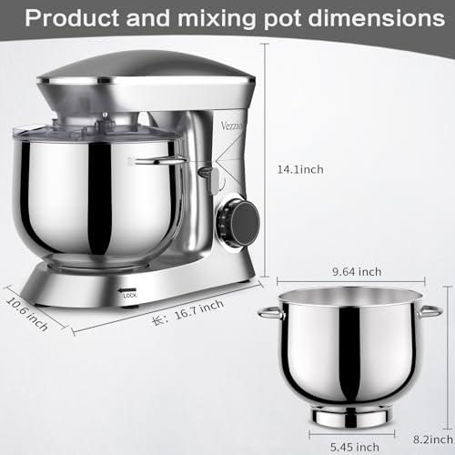 Vezzio 660W 10-Speed Tilt-Head Stand Mixer with Stainless Steel Bowl, Black N659