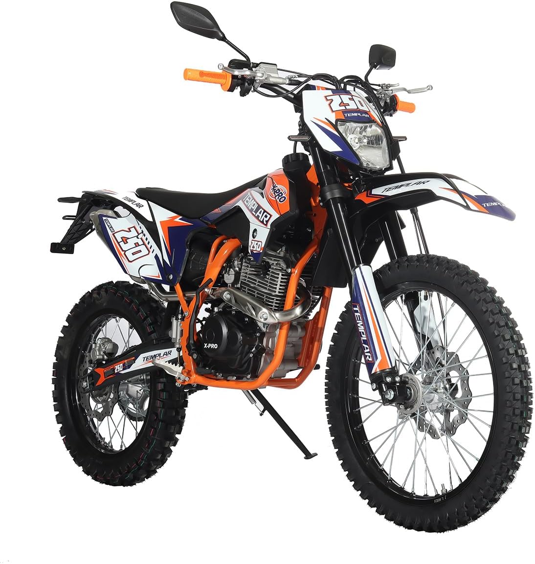 X-PRO Templar 250cc Zongshen Brand Engine Dirt Bike with All Lights and 5-Speed Manual Transmission, Electric/Kick Start! Big 21"/18" Wheels! (Orange, Factory Package)