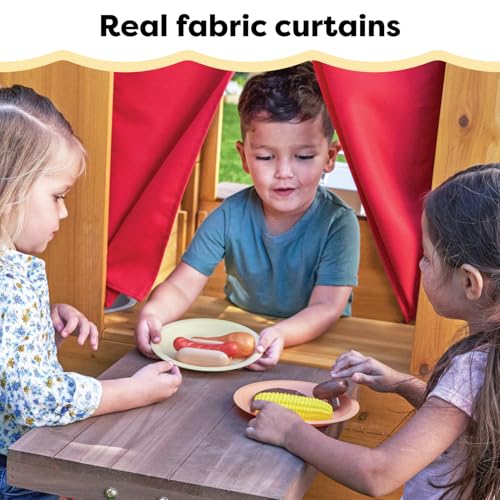 KidKraft Modern Outdoor Wooden Playhouse with Picnic Table and Grill S7361