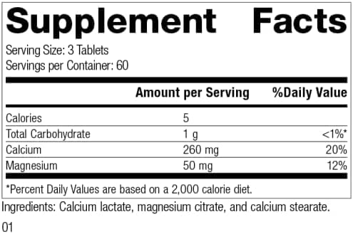 Standard Process Calcium Lactate - Bone Health Supplement with Magnesium - 180 Tablets G794579