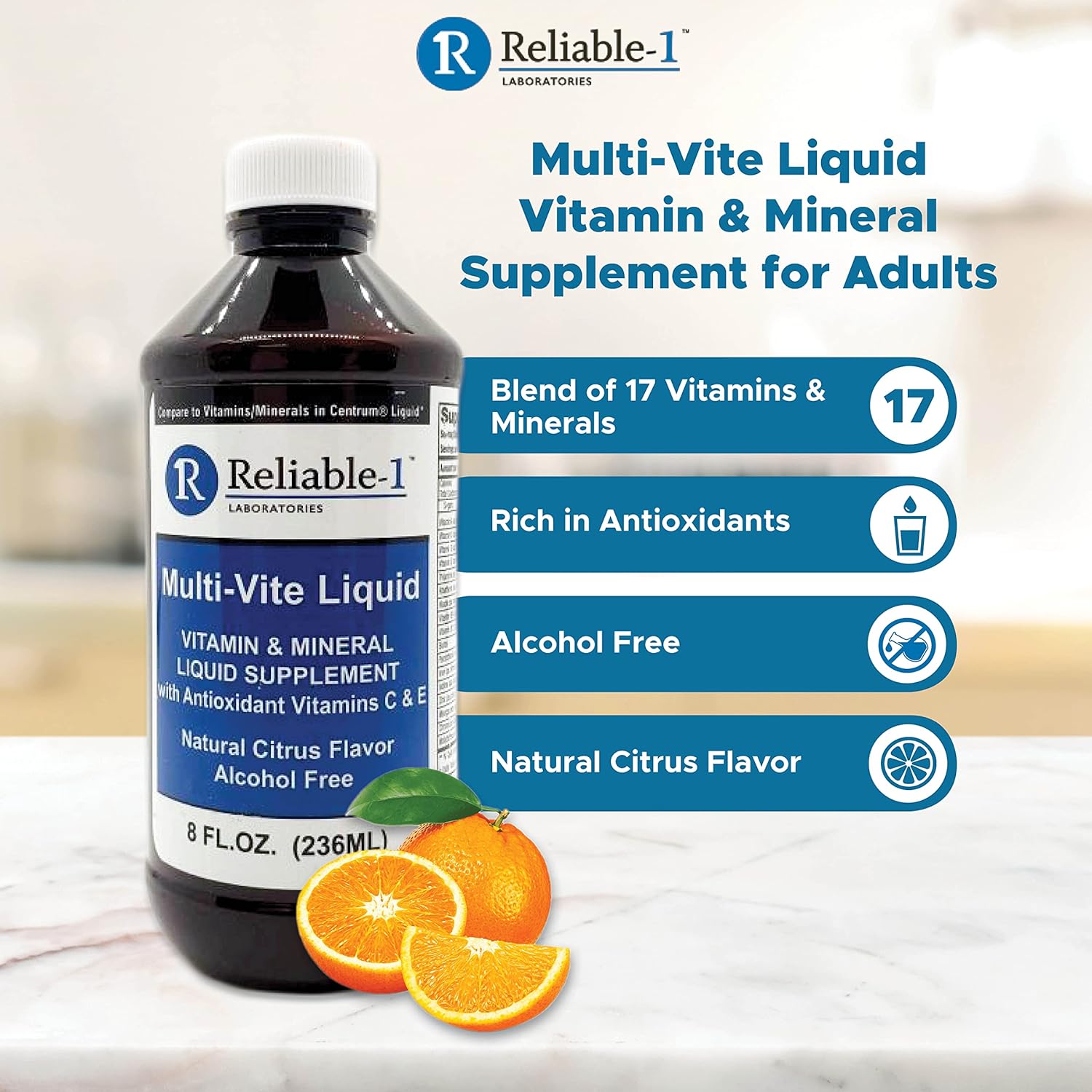 Multi-Vite Liquid Multivitamin for Adults, Antioxidant Supplement, 8 FL.OZ. S167949