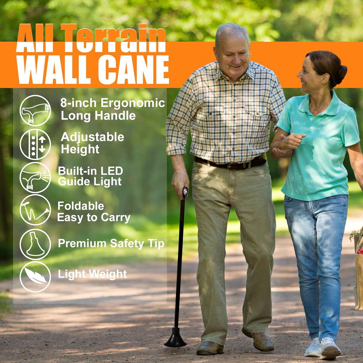 Foldable Walking Cane with Light for Men and Women C16950
