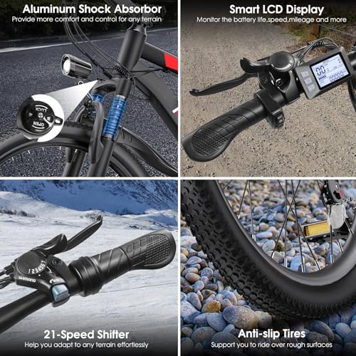 Peak 1000W Electric Mountain Bike for Adults, 26" 48V Commuter Ebike F750633