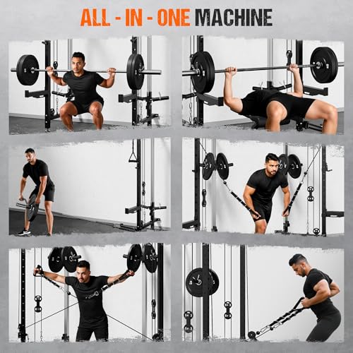 WM3-V4 Folding Wall Mounted Squat Rack with Dual Pulley System L11563