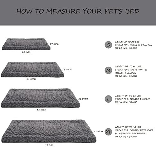 Washable Dog Bed Mat Ultra Soft Crate Pad for Large Dogs, 41 x 27 Inch, Gray K707024